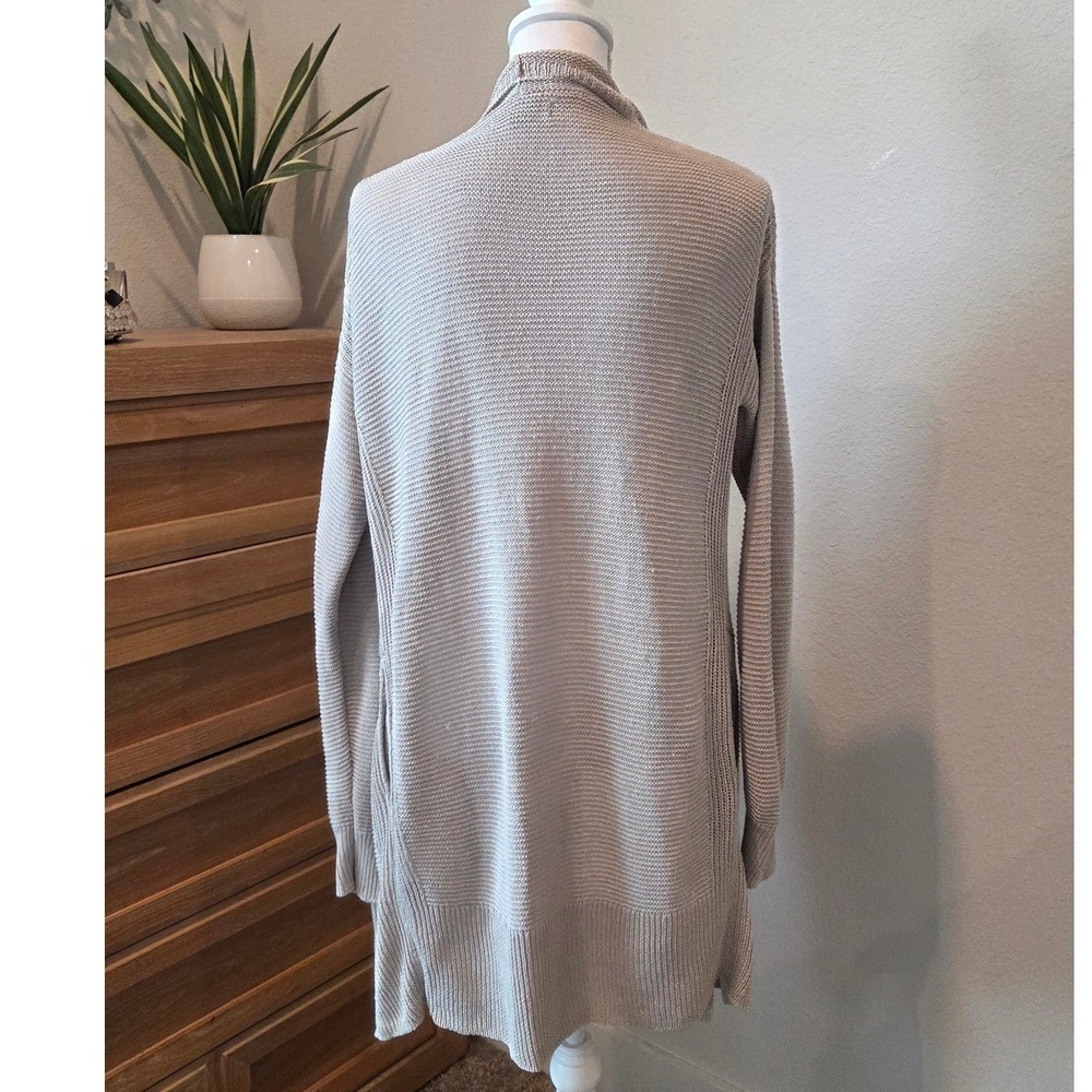 Banana Republic Waterfall Cardigan Italian Linen Draped Beige Coastal Medium - Picture 3 of 14
